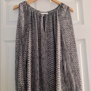 MICHAEL Michael Kors Snakeskin Print Mock V-Neck long sleeve